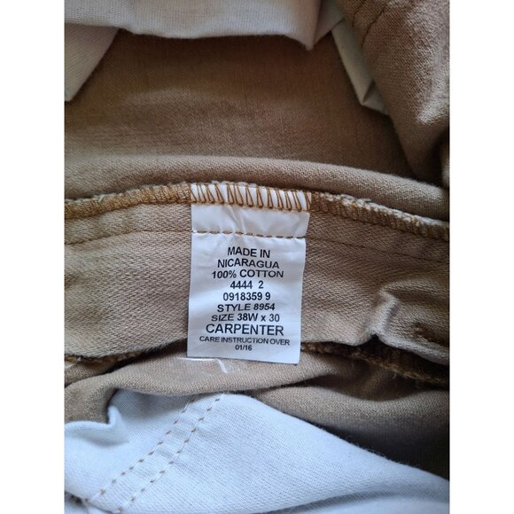 Saddlebred Men Carpenter Pants  36W 29L Beige Loose Fit Workwear Grunge Outdoors - Picture 3 of 7